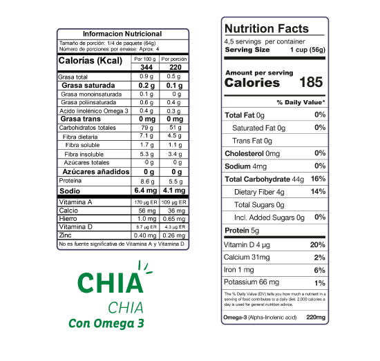 Spaghetti Chia con Omega El Dorado - 250 gr