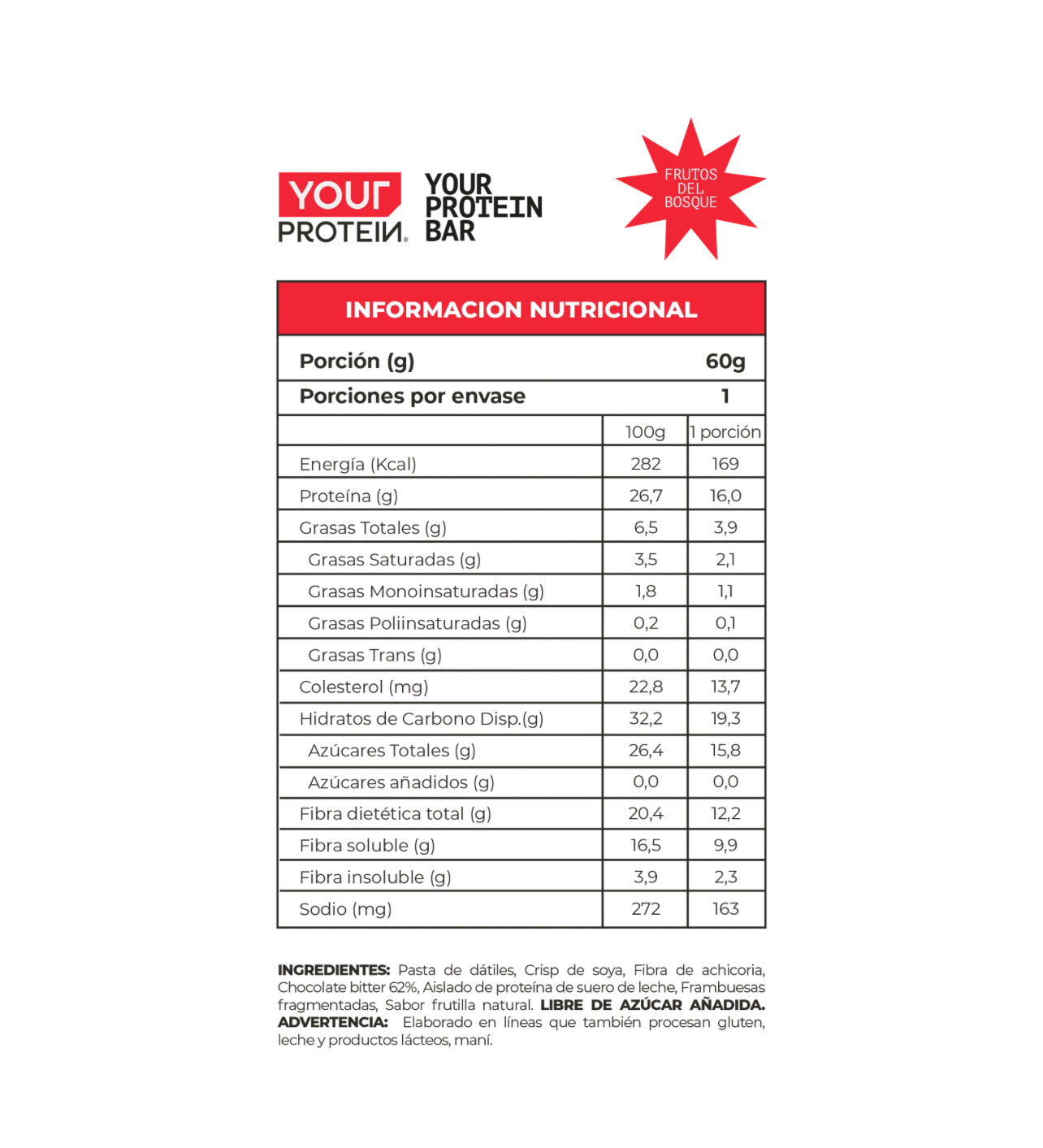 Barra Proteína Frutos del Bosque Your Protein - 60 gr