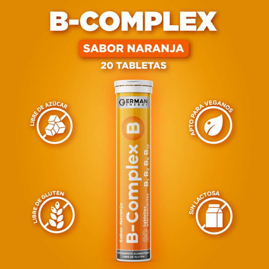 Vitamina B Complex Sabor a Naranja German Energy - 20 tabletas efervescentes
