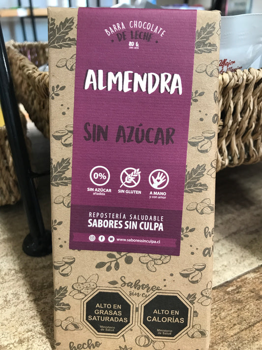 Barra de Chocolate de Leche Sin Azúcar Sabores sin Culpa - 80 gr