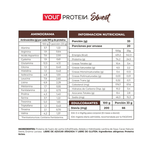 Proteína Whey Sweet Cacao Orgánic Your Protein - 660 gr