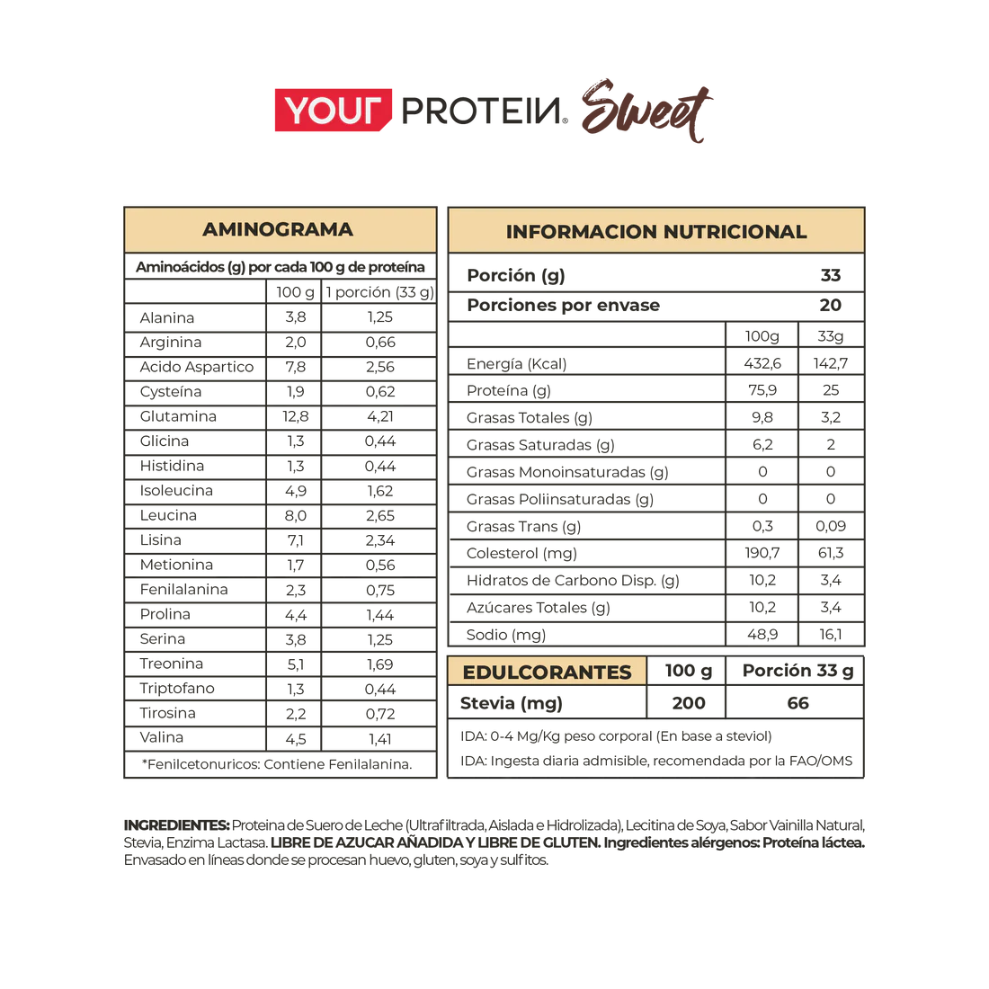 Proteína Whey Sweet Vanilla Your Protein - 660 gr