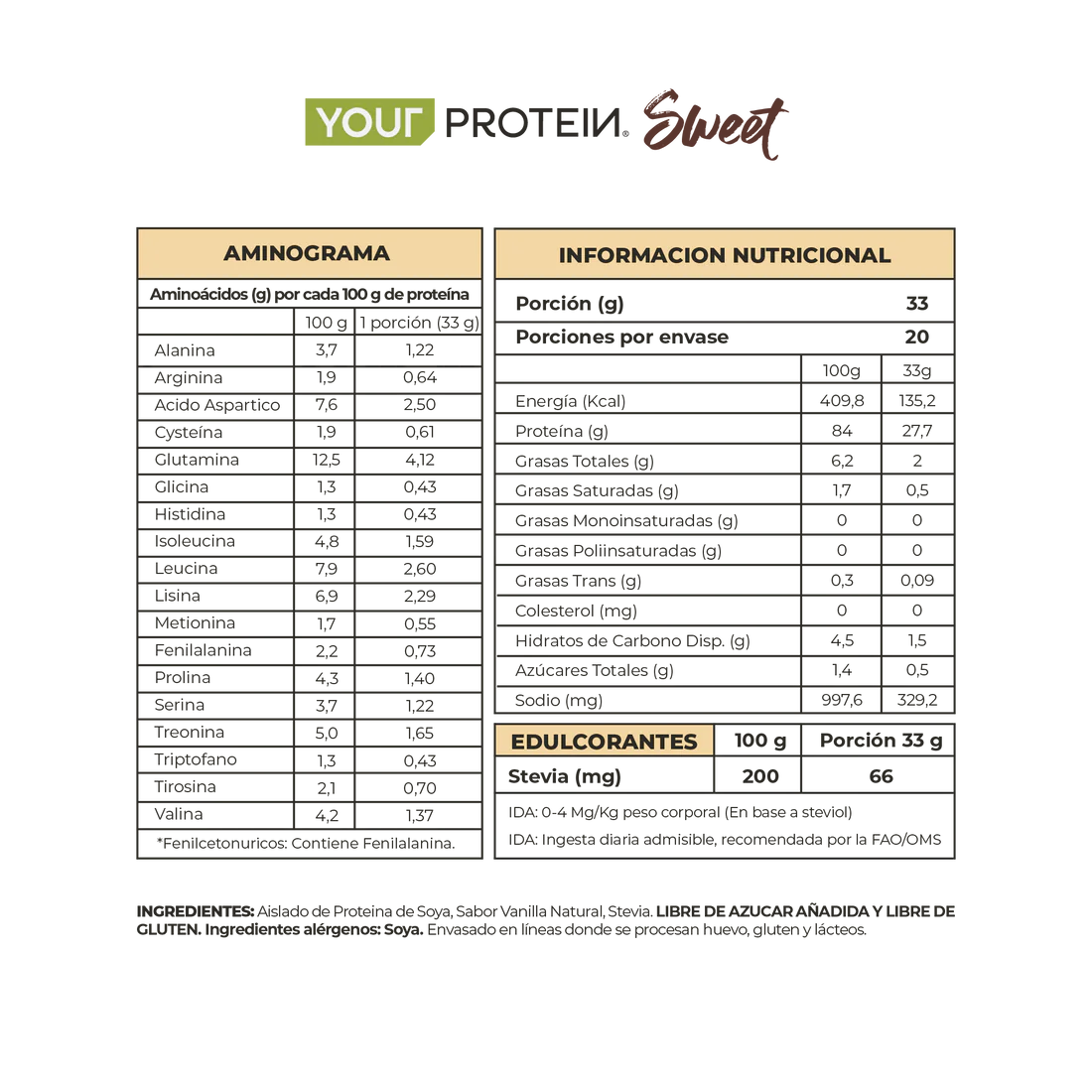 Proteína Vegan Sweet Vainilla Your Protein - 660 gr